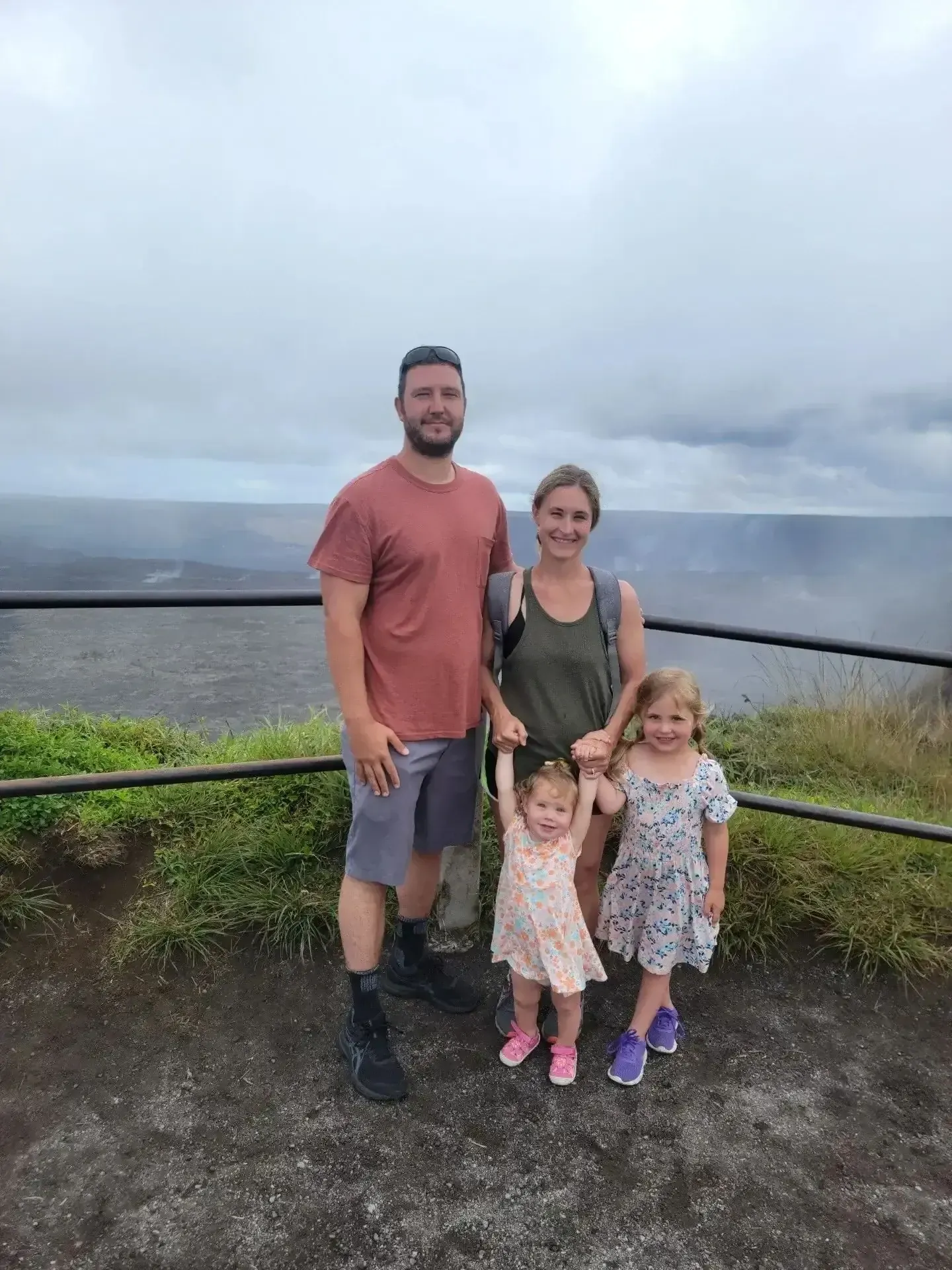 Amy Drury with her family at a Pacific Northwest lookout