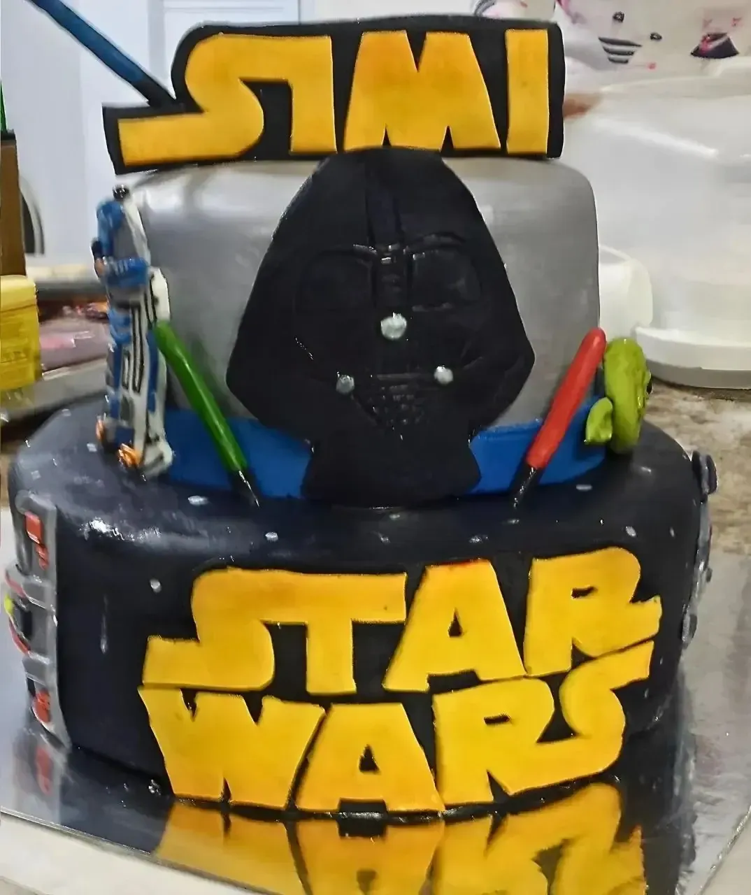 A Star Wars themed cake Kate decorated