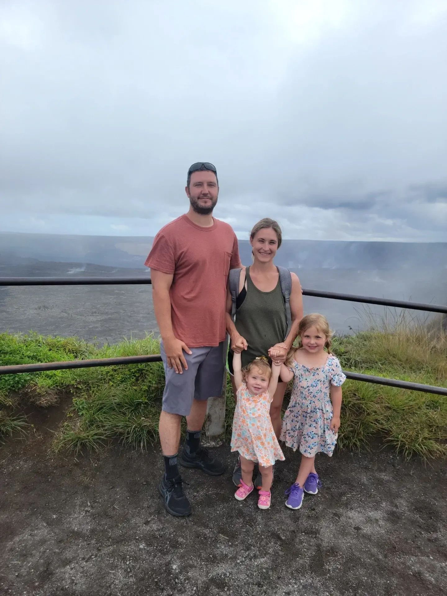 Amy Drury with her family at a Pacific Northwest lookout