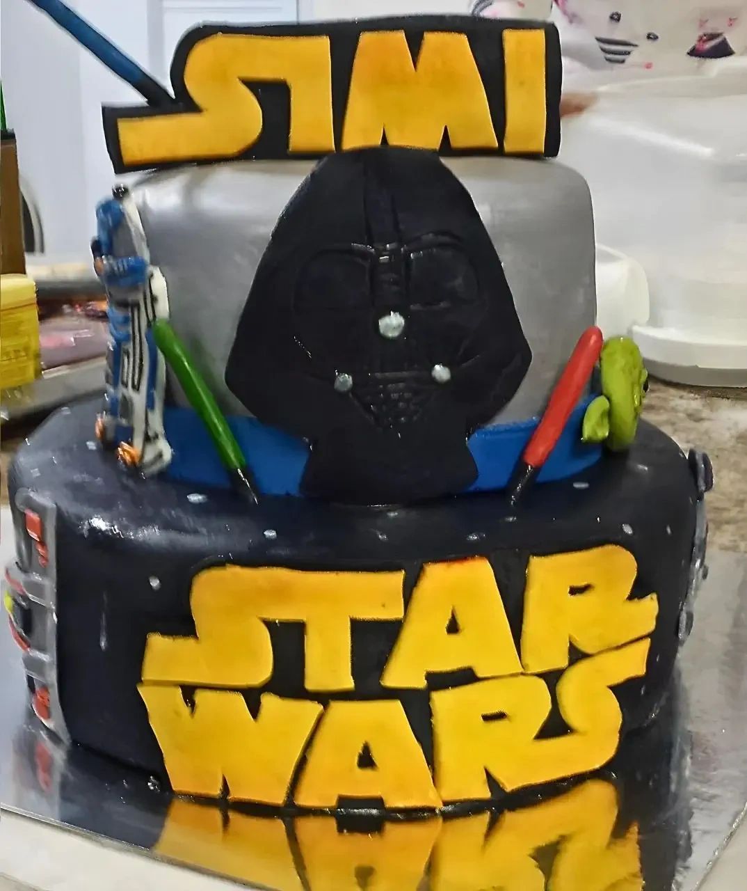 A Star Wars themed cake Kate decorated