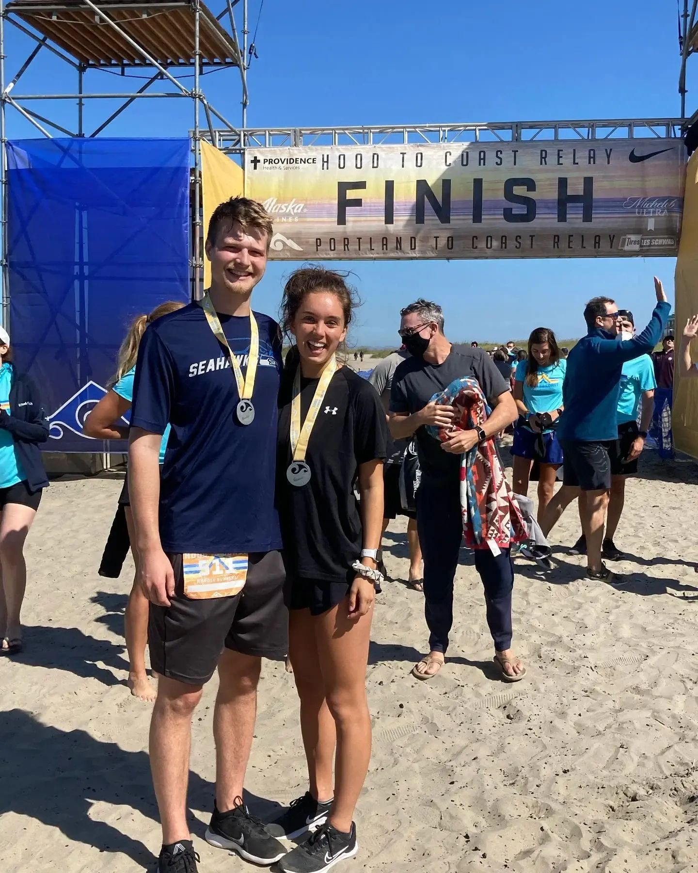 Noah and Jenny at the Hood to Coast relay finish line