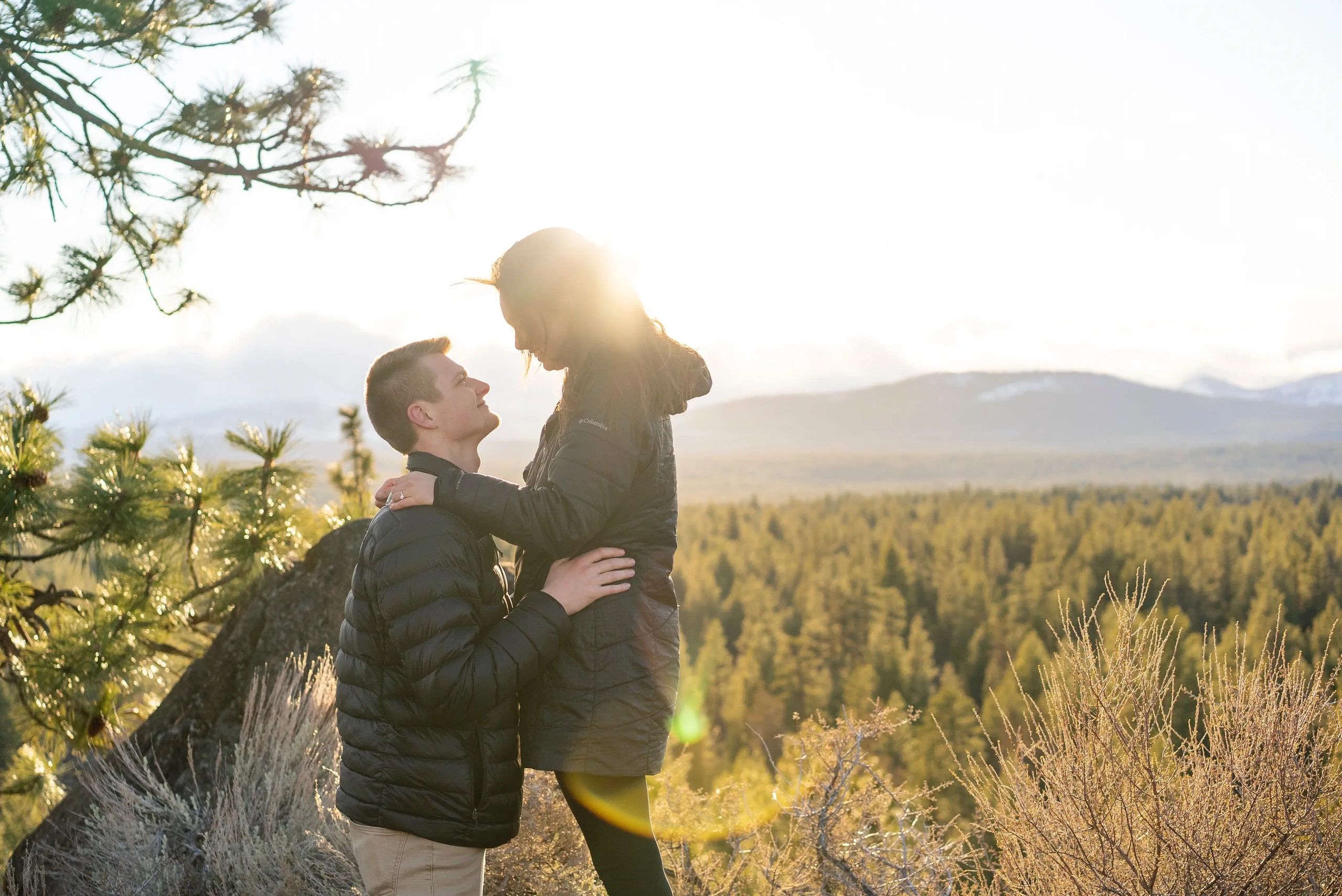 Noah and Jenny at sunset in the Oregon Sisters mountains